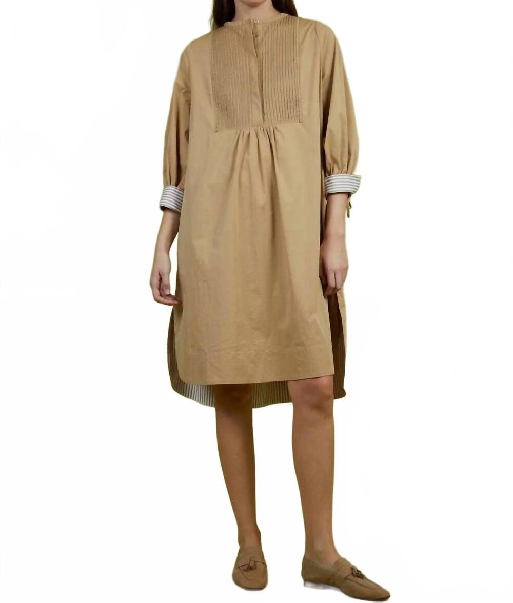 NEW LOVE BINETTI pintuck noemi dress in oatmeal